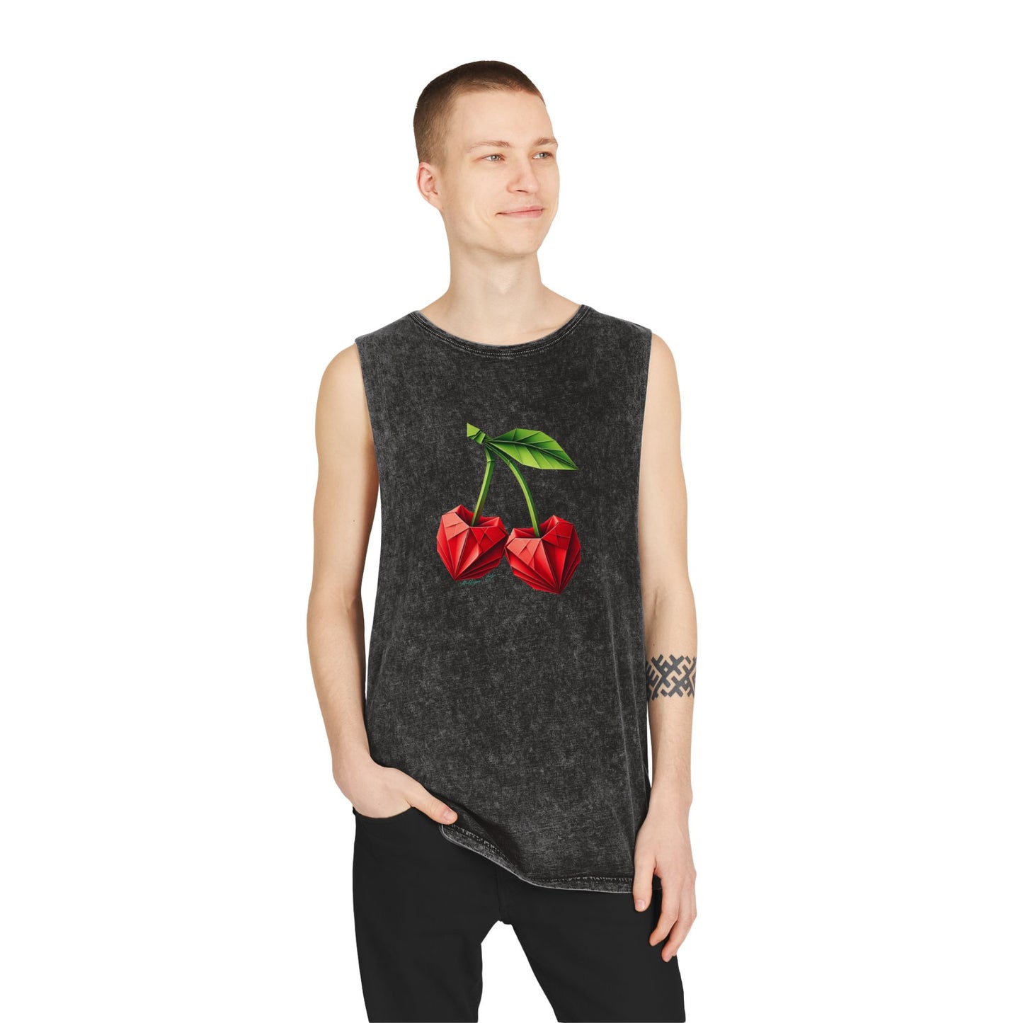 Stonewash Cherry Graphic Tank Top - Unisex