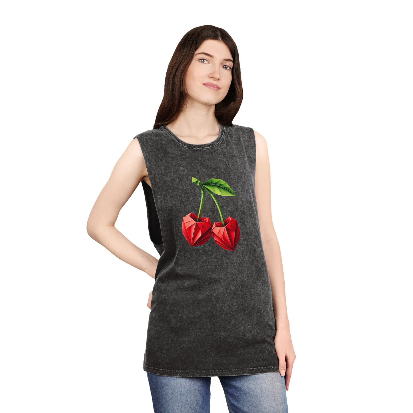 Stonewash Cherry Graphic Tank Top - Unisex