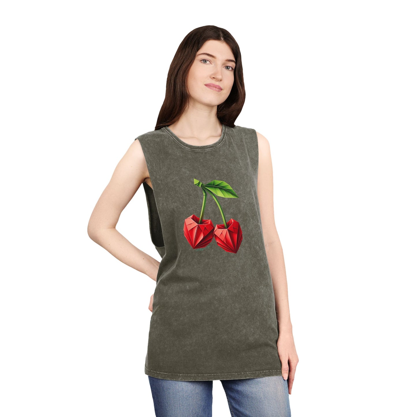 Stonewash Cherry Graphic Tank Top - Unisex