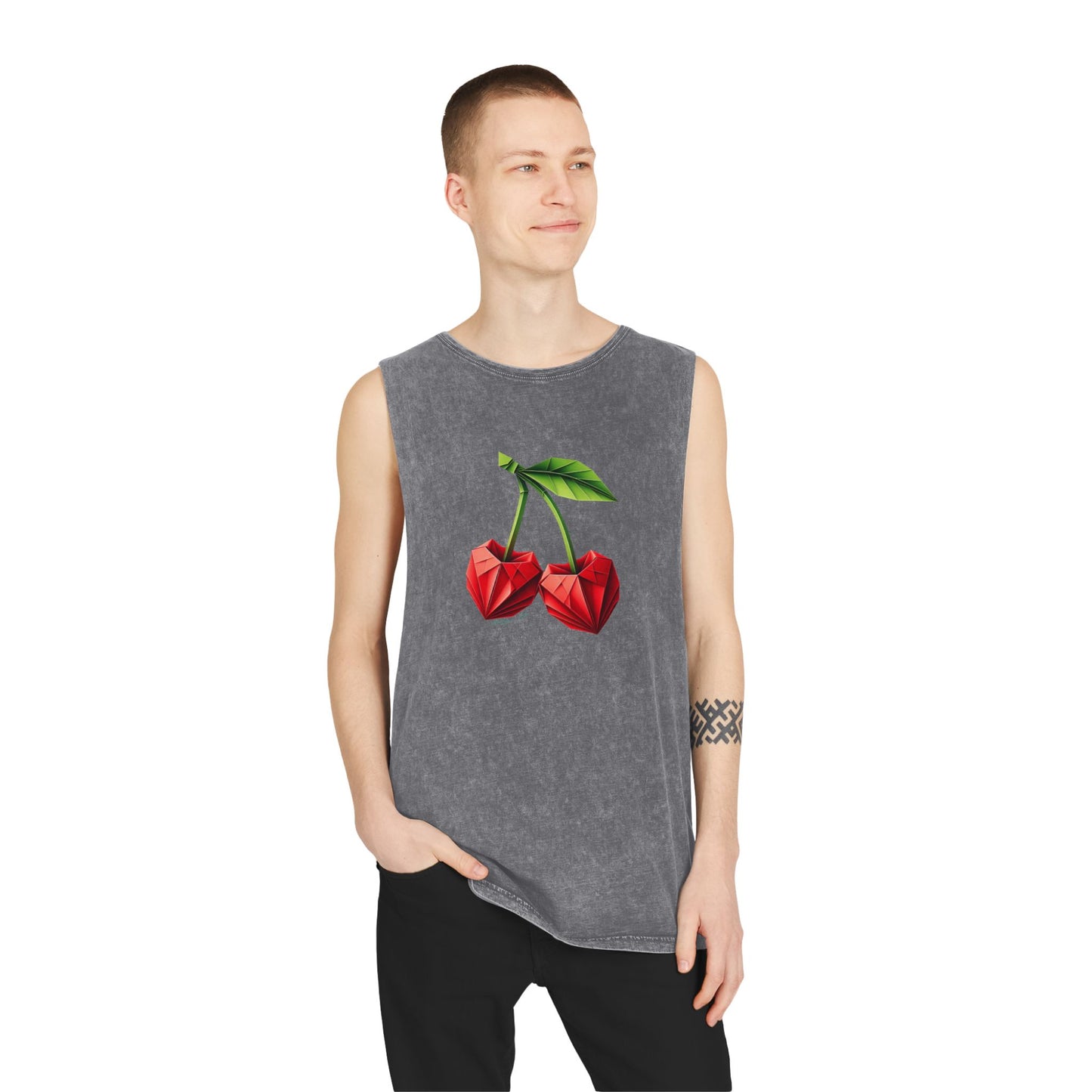 Stonewash Cherry Graphic Tank Top - Unisex