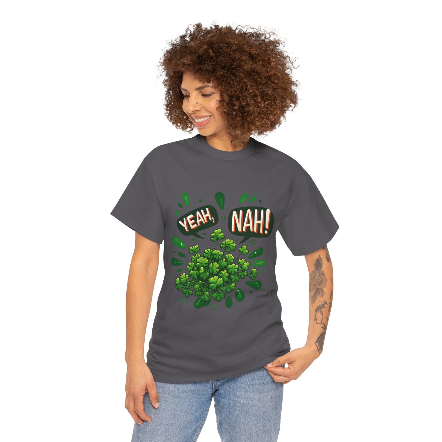 Yeah Nah to Coriander Unisex Heavy Cotton Tee