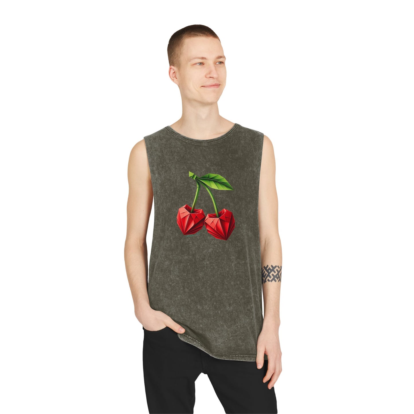 Stonewash Cherry Graphic Tank Top - Unisex