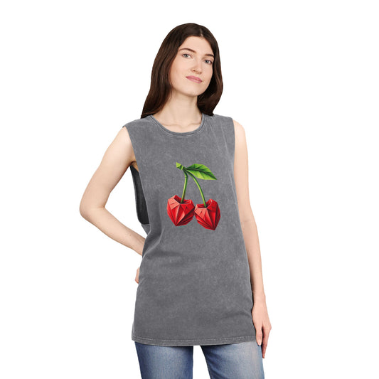 Stonewash Cherry Graphic Tank Top - Unisex