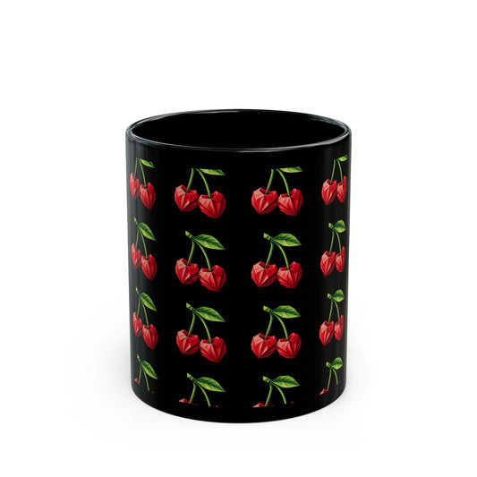 Stylish Cherry Design Black Mug - Perfect for Coffee Lovers and Gifts
