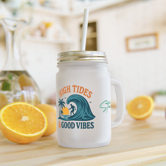 Good Vibes Mason Jar with Straw