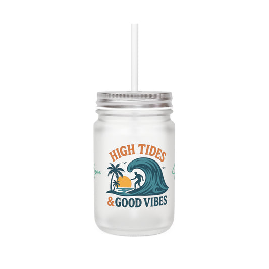 Good Vibes Mason Jar with Straw