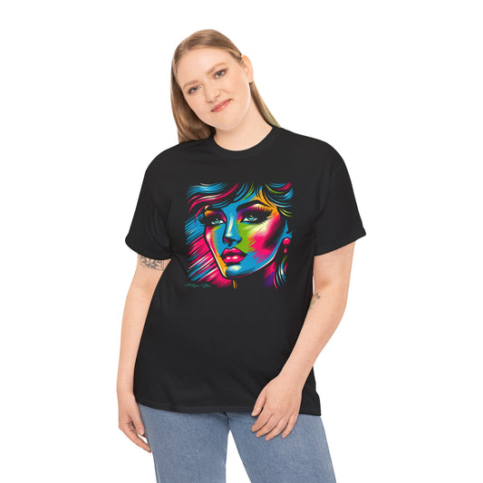 80s Heavy Cotton Tee - Colorful Face Design